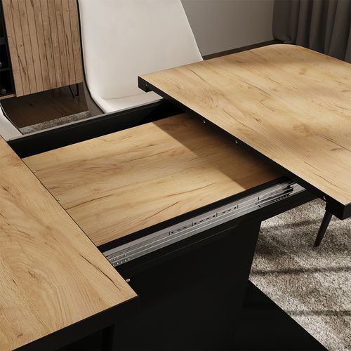 Table à Manger Extensible Fenaro, Chêne Noir/force De Lor, 120/160x80cm