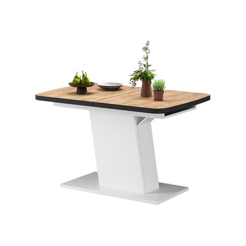 Table à Manger Extensible Fenaro, Chêne Noir/doré/blanc, 120/160x80cm
