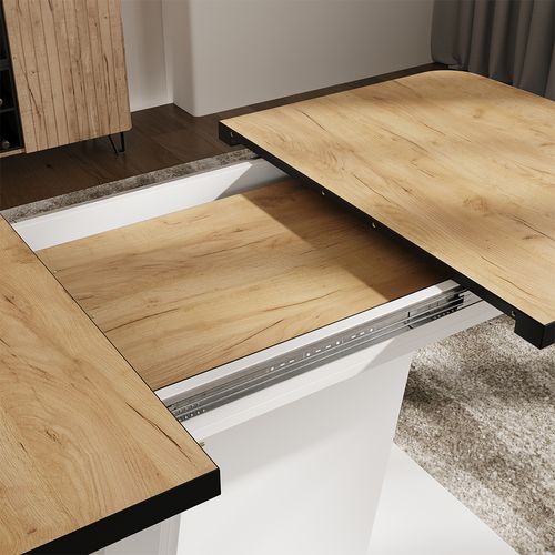Table à Manger Extensible Fenaro, Chêne Noir/doré/blanc, 120/160x80cm