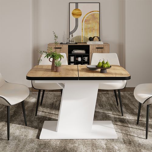 Table à Manger Extensible Fenaro, Chêne Noir/doré/blanc, 120/160x80cm