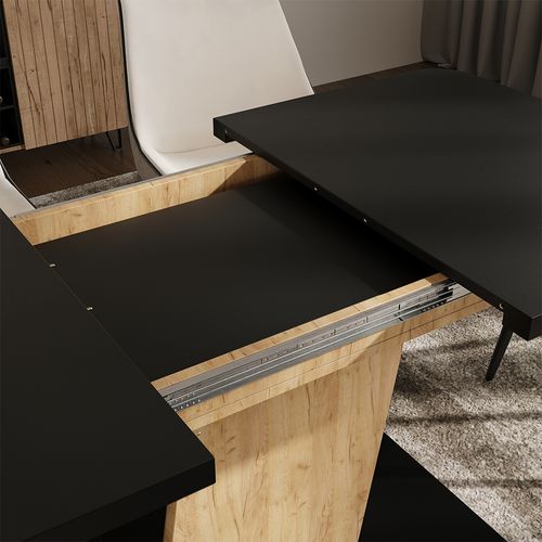 Table à Manger Extensible Fenaro, Chêne Noir/force De Lor, 120/160x80cm