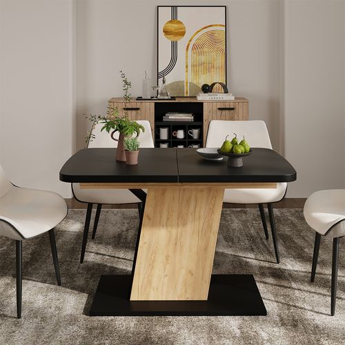 Table à Manger Extensible Fenaro, Chêne Noir/force De Lor, 120/160x80cm