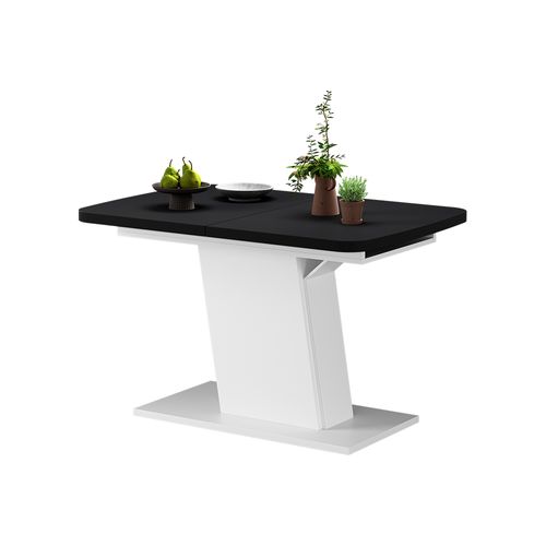 Table à Manger Extensible Fenaro, Noir/blanc, 120/160x80cm