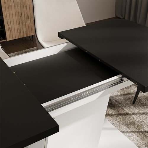 Table à Manger Extensible Fenaro, Noir/blanc, 120/160x80cm