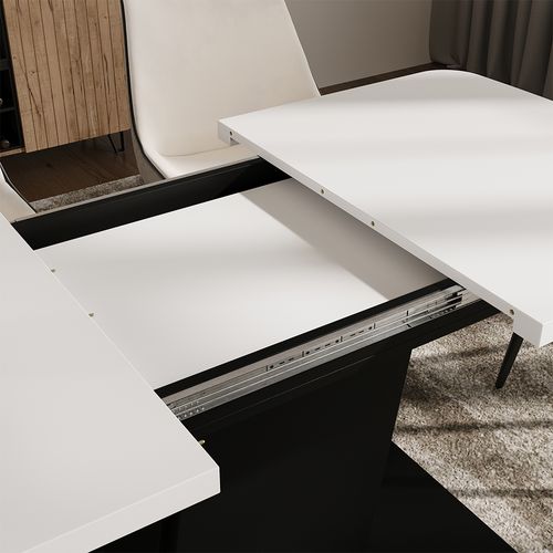 Table à Manger Extensible Fenaro, Blanc/noir, 120/160x80cm
