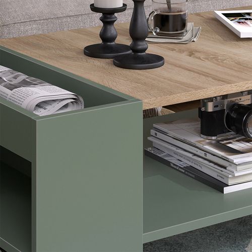 Table Basse Wido 56609 Vert 100x55cm Avec Des Étagères