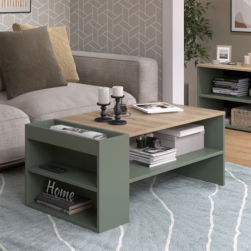 Table Basse Wido 56609 Vert 100x55cm Avec Des Étagères