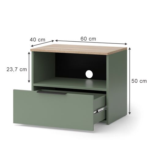 Meuble TV Wido 56612 Vert 60x50cm Avec Tiroir