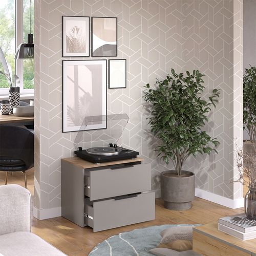 Commode Avec Tiroirs Wido 56614 Grège 60x50cm Avec 2 Tiroirs