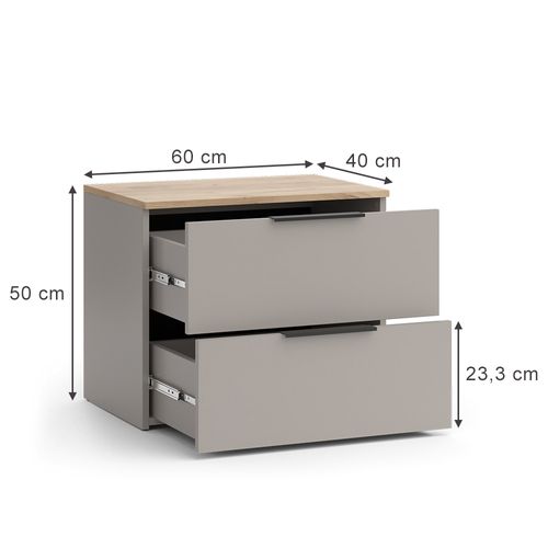 Commode Avec Tiroirs Wido 56614 Grège 60x50cm Avec 2 Tiroirs