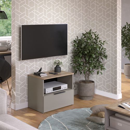 Meuble TV Wido 56617 Grège 60x50cm Avec Tiroir