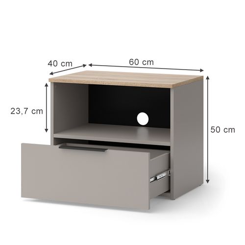 Meuble TV Wido 56617 Grège 60x50cm Avec Tiroir
