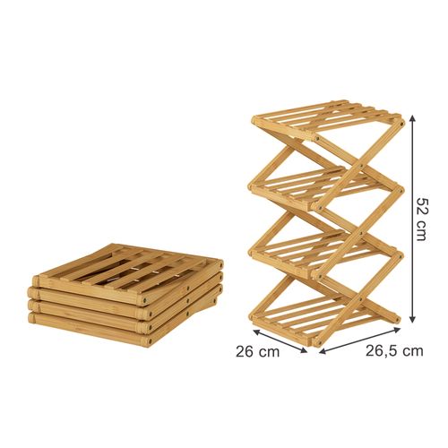 Armoire à Chaussures Ziggy 56626 Bambou 26x52cm Avec 4 Compartiments