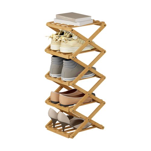 Armoire à Chaussures Ziggy 56627 Bambou 26x68.5cm Avec 5 Compartiments
