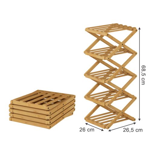 Armoire à Chaussures Ziggy 56627 Bambou 26x68.5cm Avec 5 Compartiments
