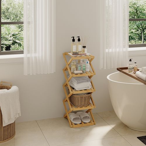 Armoire à Chaussures Ziggy 56627 Bambou 26x68.5cm Avec 5 Compartiments