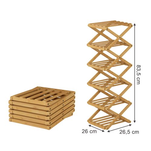 Armoire à Chaussures Ziggy 56628 Bambou 26x83.5cm Avec 6 Compartiments