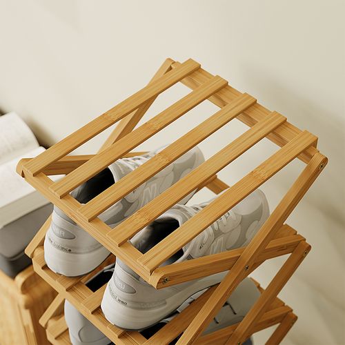 Armoire à Chaussures Ziggy 56628 Bambou 26x83.5cm Avec 6 Compartiments