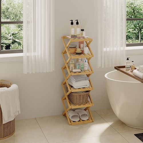 Armoire à Chaussures Ziggy 56628 Bambou 26x83.5cm Avec 6 Compartiments