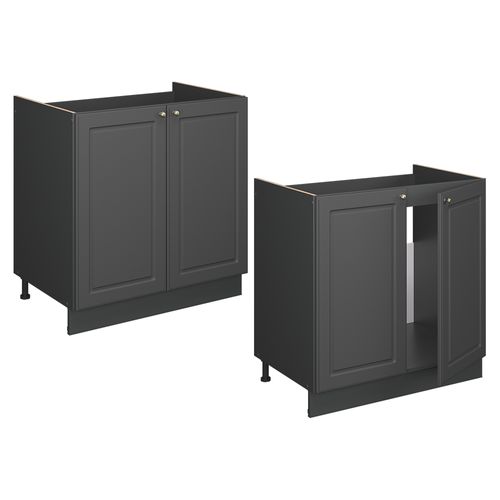 Meuble Bas Sous-évier Fame-line 56664 Anthrazit-gold Landhaus 80cm , Pt Marbre