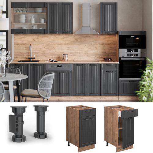 Meuble Cuisine Fame-line 56670 Gris Foncé 40cm Sans Pt