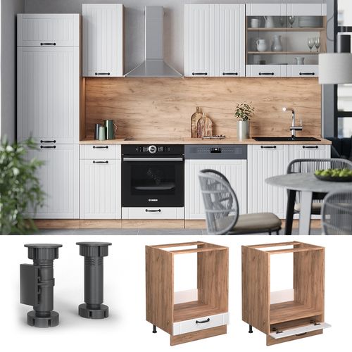 Meuble Pour Four Fame-line 56678 Blanc Campagne 60cm , Pt Anthracite