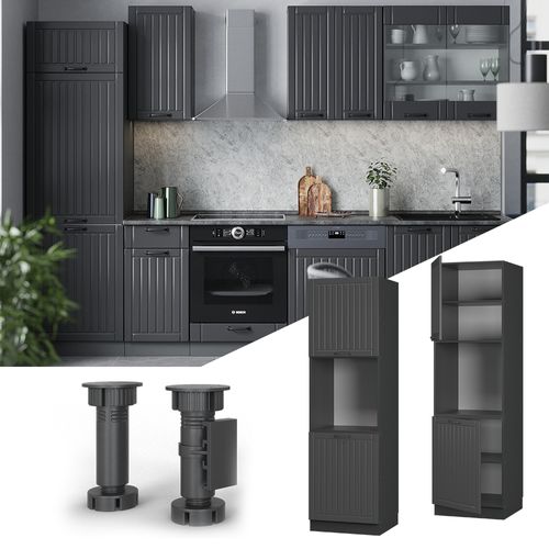 Meuble Pour Four Fame-line 56682 Gris Foncé 60cm Ouvert