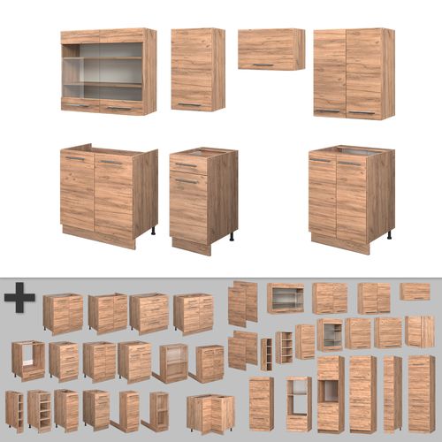 Cuisine Fame-line 56696 Chêne De Force Doré 240cm Sans Pt