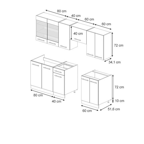 Cuisine Fame-line 56696 Chêne De Force Doré 240cm Sans Pt