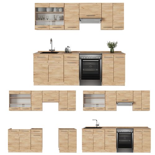 Cuisine Fame-line 56696 Chêne De Force Doré 240cm Sans Pt