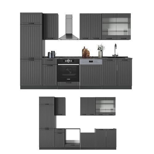 Cuisine Fame-line 56698 Gris Foncé 300cm Sans Pt