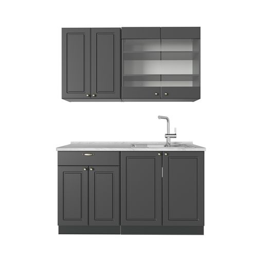 Cuisine Fame-line 56701 Anthrazit-gold Landhaus 140cm , Pt Marbre