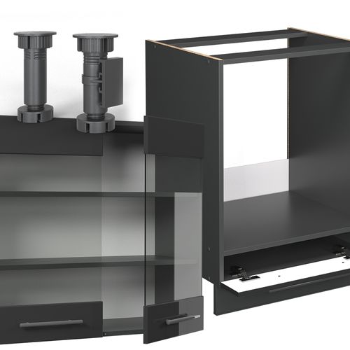 Cuisine En Angle Fame-line 56725 Anthracite Haute Brillance 190x60cm , Pt Anthracite