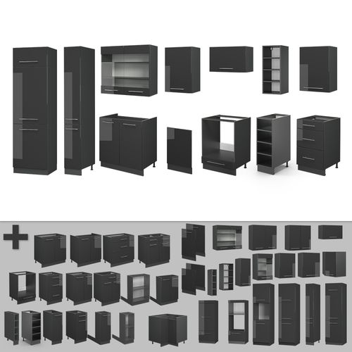 Cuisine Fame-line 56731 Anthracite Haute Brillance 355cm Sans Pt