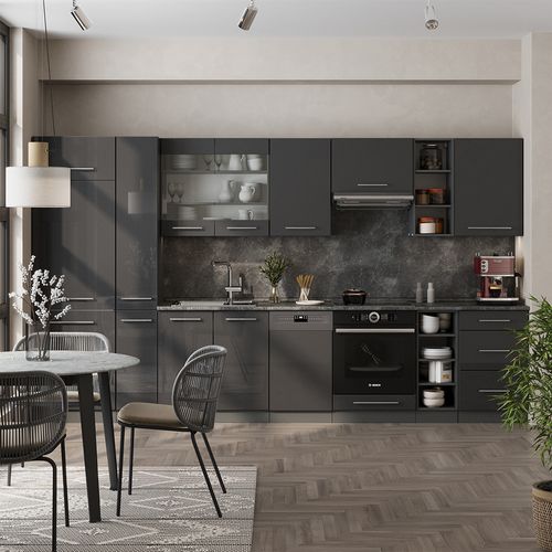 Cuisine Fame-line 56731 Anthracite Haute Brillance 355cm Sans Pt