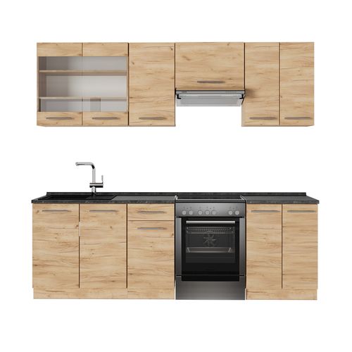 Cuisine Fame-line 56733 Chêne De Force Doré 240cm , Pt Anthracite