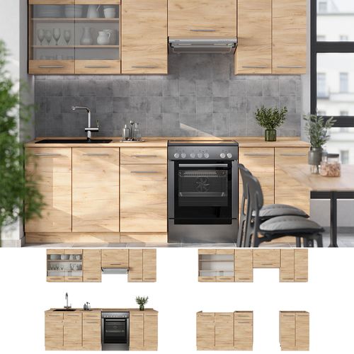 Cuisine Fame-line 56733 Chêne De Force Doré 240cm , Pt Anthracite
