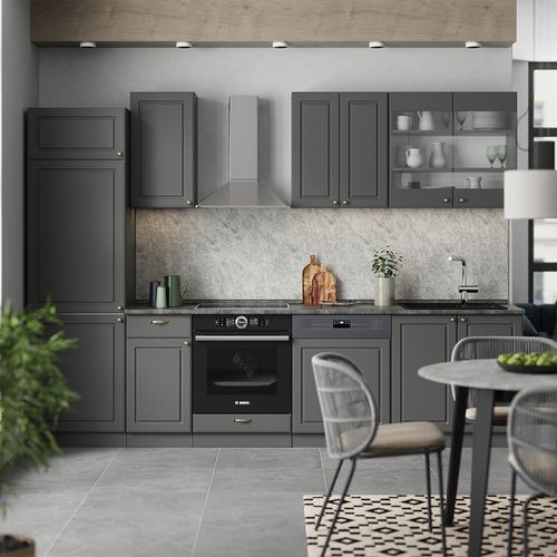 Cuisine Fame-line 56735 Anthrazit-gold Landhaus 300cm Sans Pt