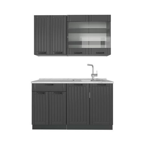 Cuisine Fame-line 56738 Gris Foncé 140cm , Pt Marbre