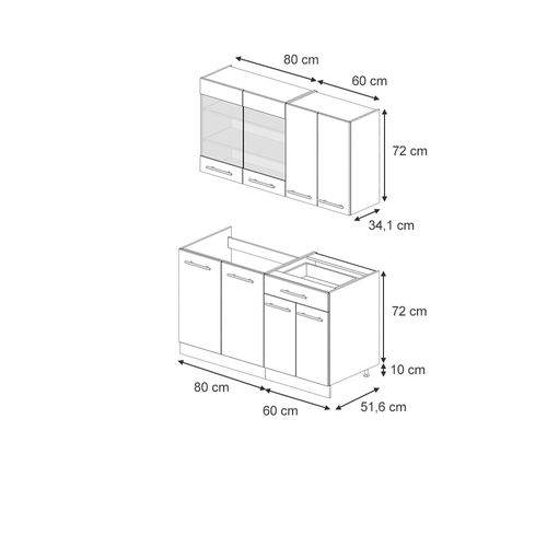 Cuisine Fame-line 56739 Blanc Campagne 140cm Sans Pt