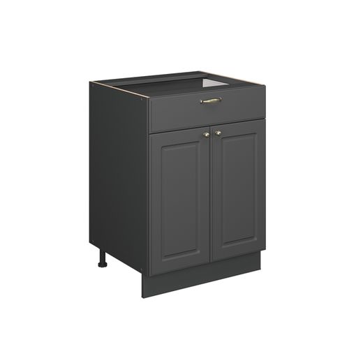 Meuble Cuisine Fame-line 56741 Anthrazit-gold Landhaus 60cm Avec Tiroir, Pt Chêne