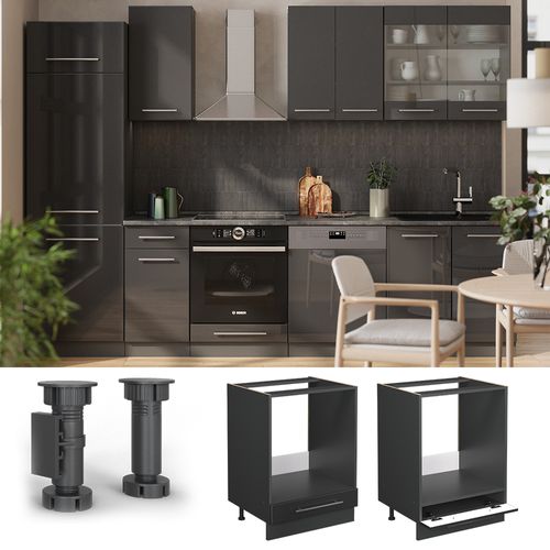 Meuble Pour Four Fame-line 56745 Anthracite Haute Brillance 60cm , Pt Anthracite