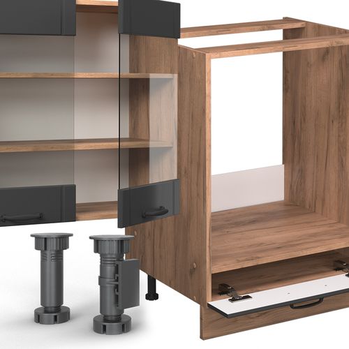 Cuisine En Angle Fame-line 56765 Gris Foncé 347x60cm , Pt Anthracite