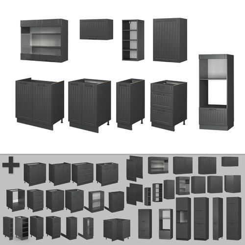 Cuisine Fame-line 56770 Gris Foncé 280cm , Pt Chêne