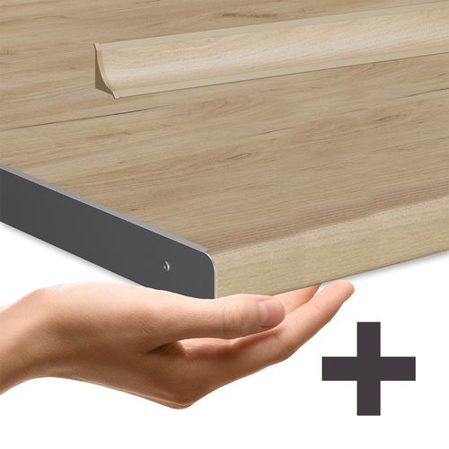 Cuisine Fame-line 56773 Gris Foncé 240cm , Pt Chêne