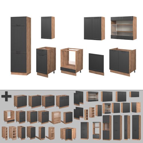 Cuisine Fame-line 56777 Gris Foncé 300cm , Pt Anthracite