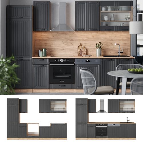 Cuisine Fame-line 56777 Gris Foncé 300cm , Pt Anthracite