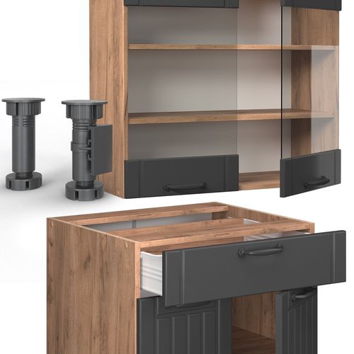 Cuisine Fame-line 56781 Gris Foncé 140cm , Pt Marbre