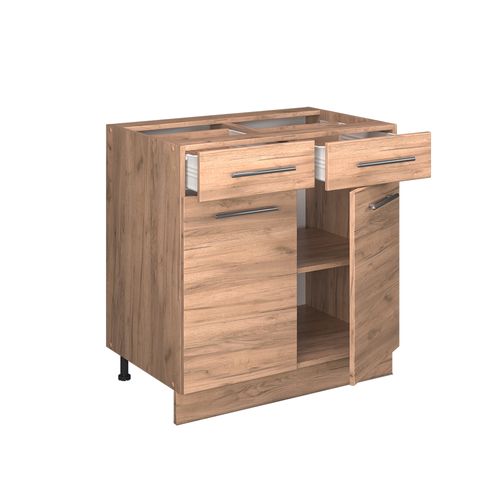 Meuble Cuisine Fame-line 56796 Chêne De Force Doré 80cm , Pt Marbre