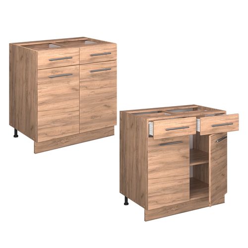 Meuble Cuisine Fame-line 56796 Chêne De Force Doré 80cm , Pt Marbre